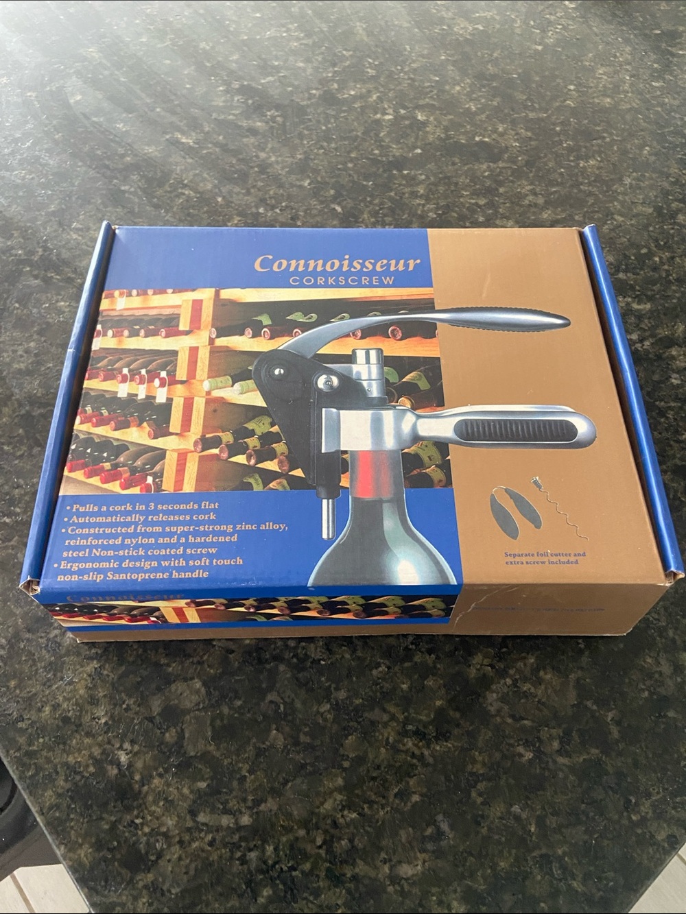 Connoisseur Corkscrew - Blue and Tan Box